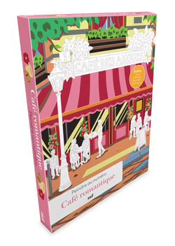 Coffret - Peindre au numéro - Café romantique : Inclus 1 livre, 2 affiches, 18 godets de peinture et 2 pinceaux