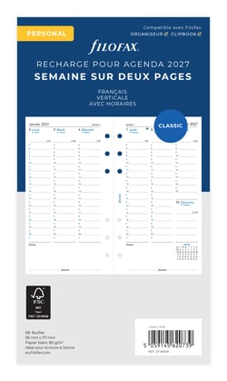Recharge agenda semainier Filofax