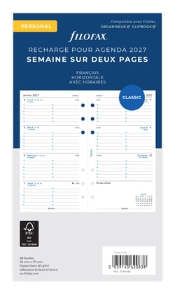 Recharge agenda semainier Filofax