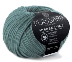 Pelote de fil 100% laine - Plassard - Merilana Fine - Vert de Gris