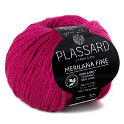 Pelote de fil à tricoter 100% laine - Plassard - Merilana Fine - Fuschia