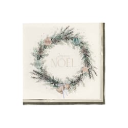16 serviettes cocktail Artyfêtes - Couronne Joyeux Noël