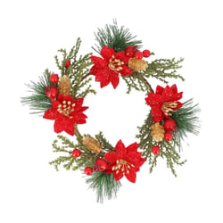 Couronne éclat avec poinsettias Artyfêtes - Ø 19 cm