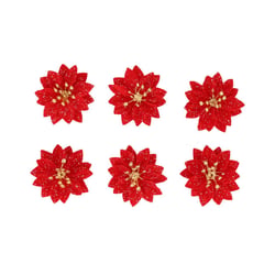 Lot de 6 poinsettias adhésifs Artyfêtes - Velours