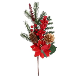 Branche éclat avec poinsettia Artyfêtes - 36 cm