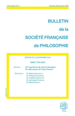 Bulletin de la Société française de philosophie n.118 : Kant, 1724-2024 (édition 2024)
