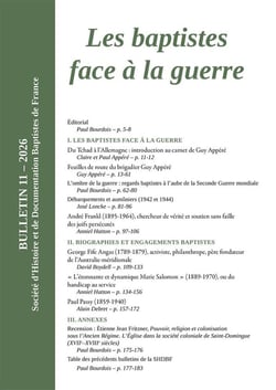 Les baptistes face à la guerre : Bulletin SHDBF 11 - 2026