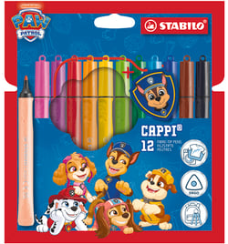 Lot de 12 feutres de coloriage pointe moyenne  + 1 lacet + 1 badge Chase - STABILO - Cappi - Pat' Patrouille