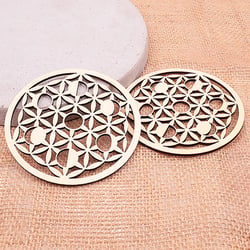 Plaque bois 100mm fleur de vie phase lunaire - Camille ambiance nature