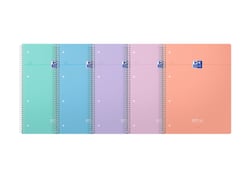 Cahier 5 en 1 Smart  - format A4+ - 180 pages grands carreaux - reliure spiralée - Oxford - couleur pastel - Modèle aléatoire - Vendu à l'unité