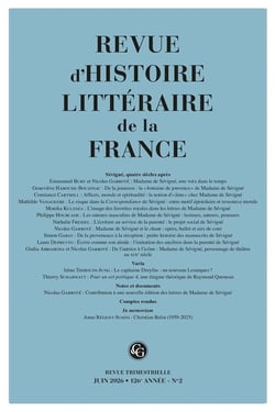 Revue d'histoire littéraire de la France n.126 : Sévigné, quatre siècles après (édition 2026)
