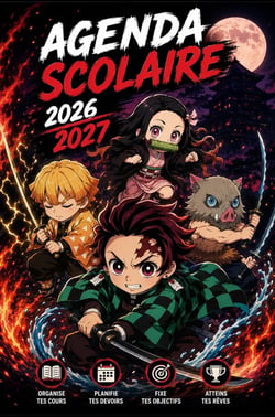 Agenda scolaire 2026-2027 Demon Slayer : Organisateur scolaire - Planificateur hebdomadaire pratique pour noter les devoirs, l'emploi...
