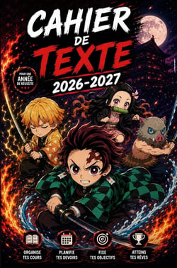 Cahier de Texte Demon Slayer 2026-2027 : Carnet scolaire quotidien pour élèves - Suivi des devoirs, leçons, évaluations, messages...
