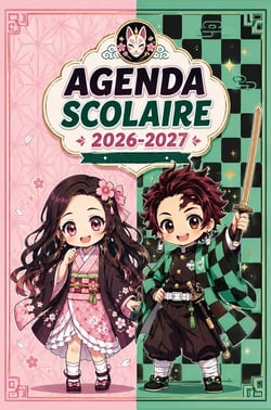 Agenda Scolaire Demon Slayer 2026-2027 : Organisateur hebdomadaire manga pour noter les devoirs, les cours, les contrôles et les dates...
