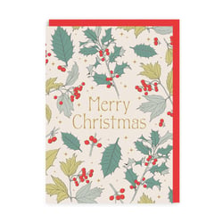 Carte de vœux Ohh Deer - Merry Christmas houx