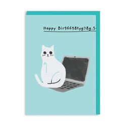 Carte de vœux Ohh Deer - Happy Bir9669.. Ordinateur et chat