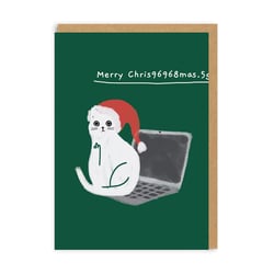 Carte de vœux Ohh Deer - Merry Christmas ordinateur et chat
