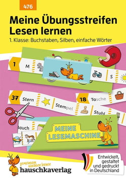 Meine Übungsstreifen Lesen lernen - 1. Klasse: Buchstaben, Silben, einfache Worter : Übungsheft Deutsch 1. Klasse, Leseaufgaben & Losungen zum Ausschneiden