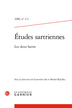 Etudes sartriennes 1986, n  2-3 - les deux sartre
