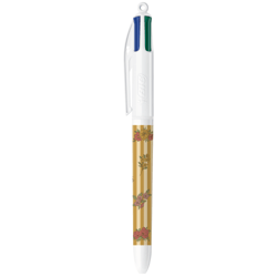 Stylo bille 4 couleurs - BIC - fleurs rayures