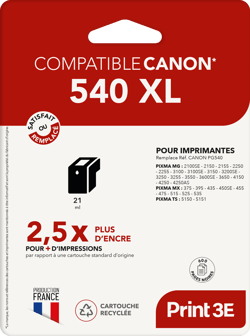 1 Cartouche d'encre Print3E - compatible Canon PG-540 XL - Noir