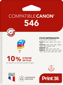1 Cartouche d'encre Print3E - compatible Canon CL-546 - Couleur