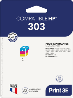 1 Cartouche d'encre Print3E - compatible HP 303 - Couleur