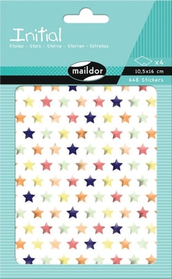 Stickers Initial Maildor - 10,5 x 16 cm - Mini étoiles métal pastel - 4 planches