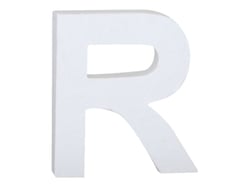 Lettre R majuscule - carton blanc - 12 cm