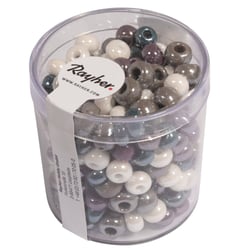 Perles verre grand trou - 6mm - blanc, lilas