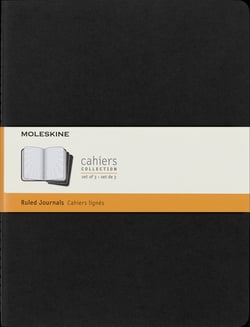 Cahier ligne - tres grand format - couverture souple en carton noire
