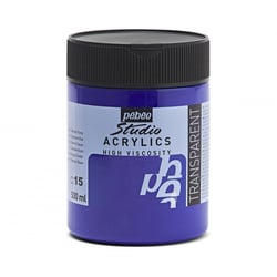 Pot 500 ml de peinture Pébéo - Studio Acrylics High Viscosity - Bleu outremer - Fine - Transparent