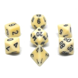 7 dés pour JDR Chessex - Opaque - Ivoire et noir