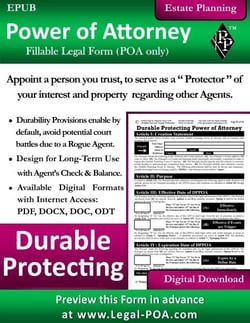Durable Protecting Power of Attorney : Fillable Legal Form ( POA Only ) - Estate Planning Series - POA Version, #10