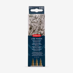 Lot de 3 feutres fineliner fin Derwent Graphik Line Maker - graphite - encre pigmentée à base d'eau