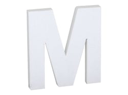 Lettre M majuscule - carton blanc - 12 cm