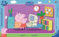 Puzzle 15 pièces - Peppa Pig devant l'ordinateur - Ravensburger