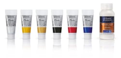 Set découverte peinture Flashe vinylique - 6 x 20 ml - Avec flacon de vernis mat 120 ml