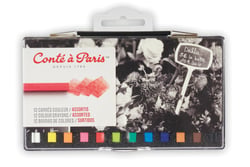 12 Pastels carré Conté à Paris - couleurs assorties - 6 mm