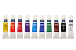 Coffret de 10 tubes de peinture gouache avec pinceau - Usage scolaire - 10 x 10 ml - Lefranc & Bourgeois