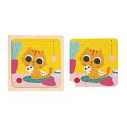 Puzzle en Bois - Chat Peanut 9 Pièces - Modèle Imprimé sous le Puzzle - Developpe la Motricité Fine et le Sens de l'Observation