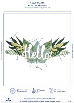 Diagramme Broderie Traditionnelle  - Feuilles "Hello"