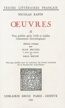 Œuvres II - Vers publiés après 1608 et inédits (classement chronologique)