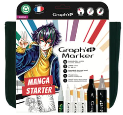 Lot de 16 marqueurs alcool Manga et trousse - Graph'it