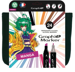 Trousse de 24 marqueurs alcool double pointe Graph'it - Manga