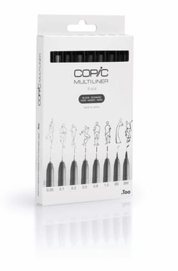 Lot de 8 marqueurs à encre COPIC - Multiliner - noir