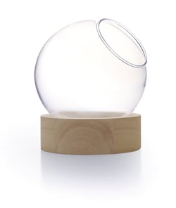 Vase globe sur socle en bois - 10 cm
