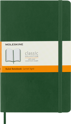 Carnet - 13 x 21 cm - Moleskine- Pages lignées - Vert mythe