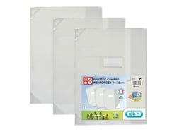 Lot de 3 protège-cahiers - 24 x 32 cm - Transparent - Incolores