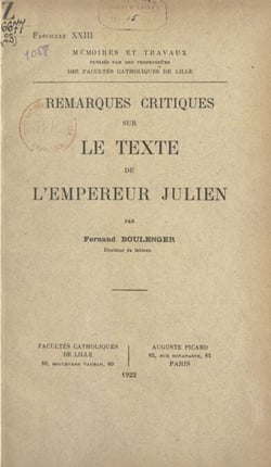 Remarques critiques sur le texte de l'empereur Julien